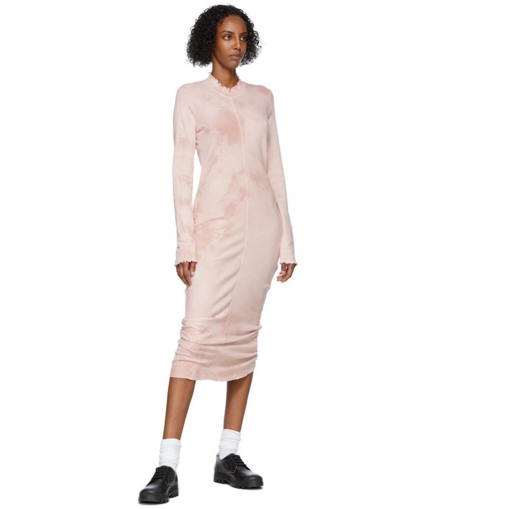 Raquel Allegra Pink Tie-Dye Long Sleeve Fitted Dress